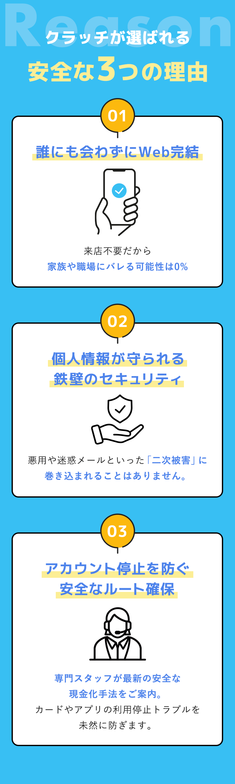 クラッチが選ばれる安全な3つの理由